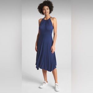 Navy Blue Gap Halter Sleeveless Midi Dress
